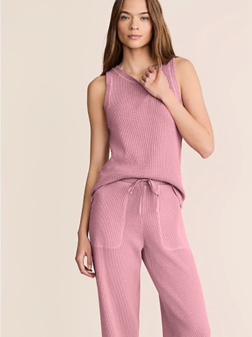 NWT! Lou & Grey Waffle Knit Tank Top - dusty rose Sz. Medium